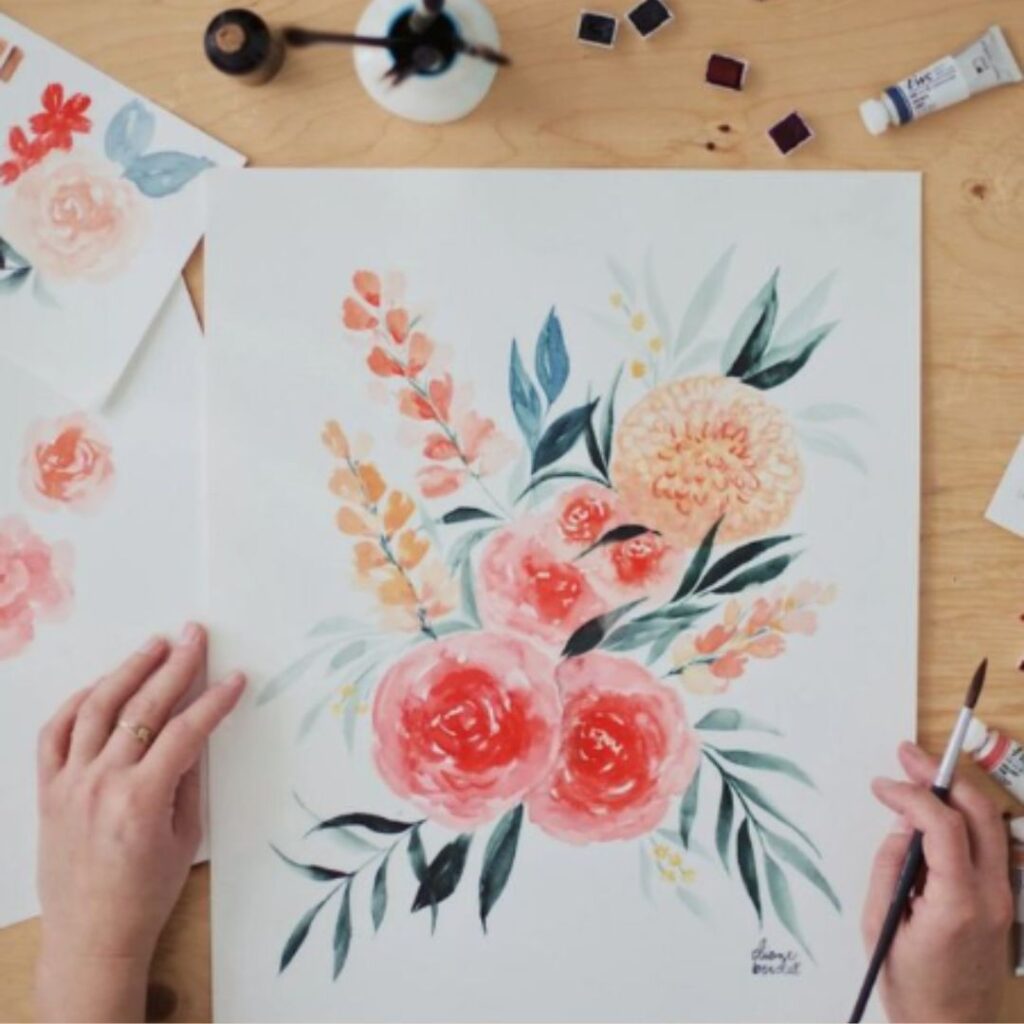 Création d&rsquo;un bouquet floral à l&rsquo;aquarelle